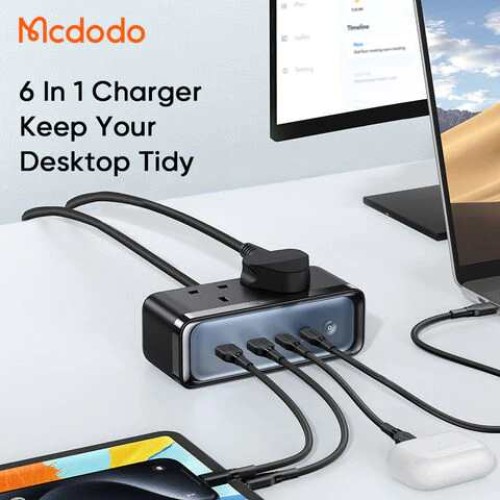 MCDODO 6 IN 1 70W GAN Lightning Protection Power Strip CH-459.