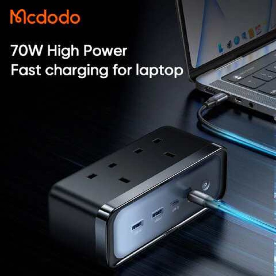 MCDODO 6 IN 1 70W GAN Lightning Protection Power Strip CH-459.