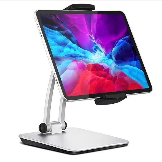 iPad Stand Holder, Tablet Stand Adjustable - 360° Swivel Folding