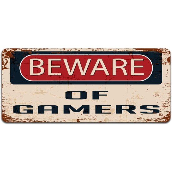Beware Of Gamers Zone Metal Wall Sign