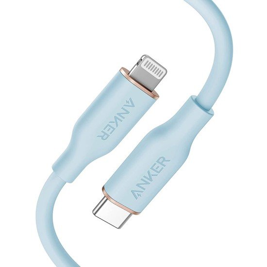 Anker PowerLine III Flow USB-C to Lightning Cable (3ft/0.9m) – Misty Blue