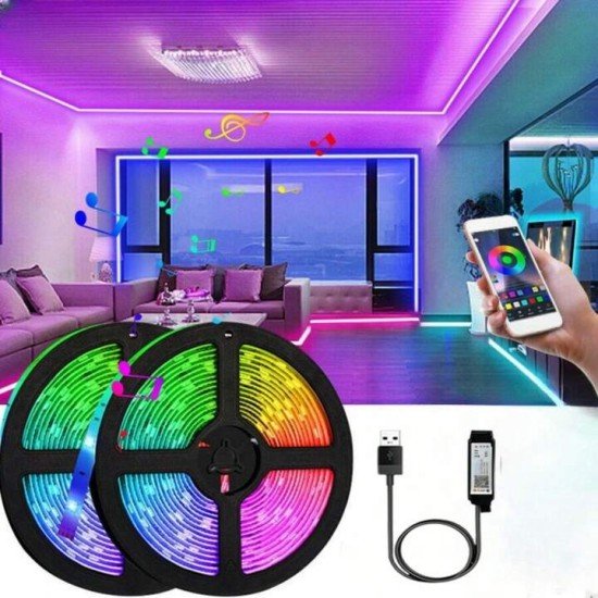 5M Adhesive LED Light String with Remote Control with App