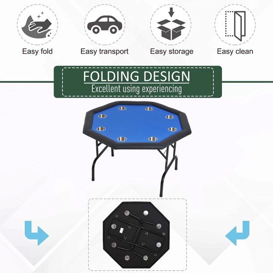 Foldable Poker Table 8 Player Portable Octagon Casino