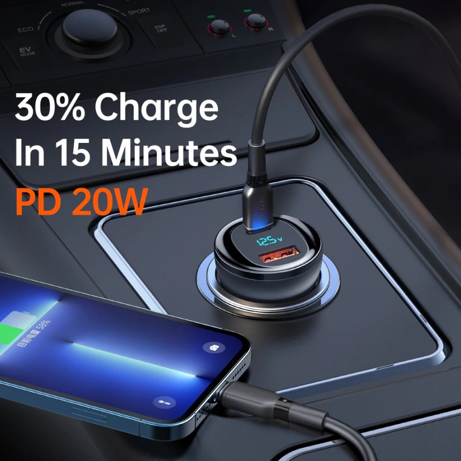 Mcdodo 95W PD + 5A Type-C + USB-A Port Digital Display Fast Car Charger