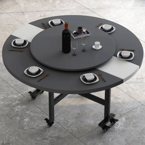 Round foldable dining table with swivel base (150cm X 75 cm)