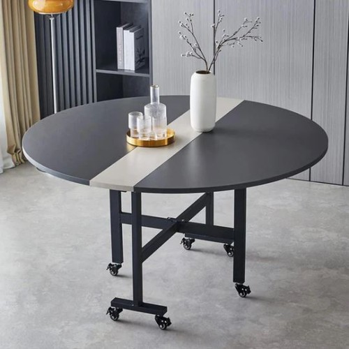 Round foldable dining table with swivel base (150cm X 75 cm)