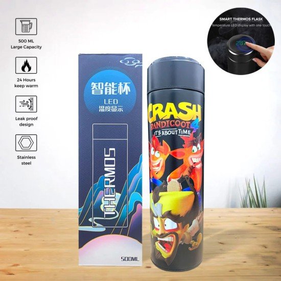 Smart LED Water Bottle with Thermos 500ml - Crash Bandicoot