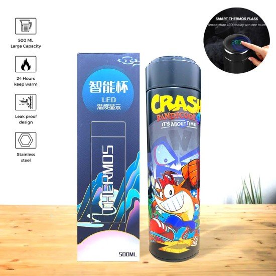 Smart LED Light Thermos Water Bottle 500ml  - Cartoon Crush