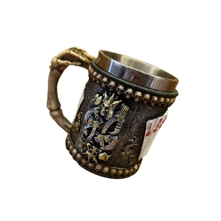 Viking king of hearts skull metal mug cap.400ml (playing cards)