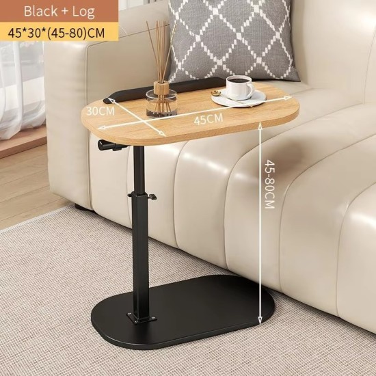 C-Shaped Rectangular Side Table with Adjustable Height Size / 45*30 ( 45*80 ) - Black / Chocolate Wood / Light Wood