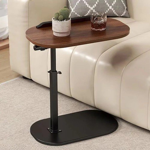 C-Shaped Rectangular Side Table with Adjustable Height Size / 45*30 ( 45*80 ) - Black / Chocolate Wood / Light Wood