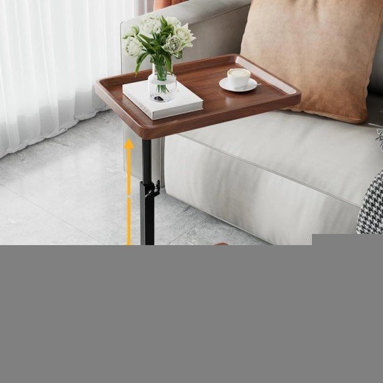 C-Shaped Side Table with Adjustable Height Size: 40*30 ( 45*80 ) - White marble/walnut brown/light brown