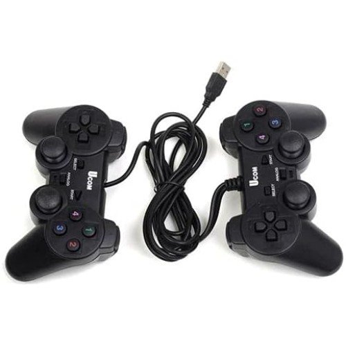 UCOM 2-in-1 PC Dual Shock Twin Joypad Wired USB Gaming Controller Black