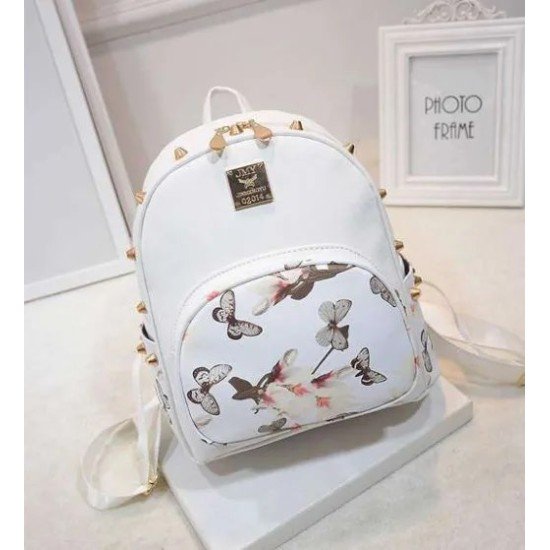 Elegant style ladies bag leisure backpack schoolbag travel bag for Girls - White