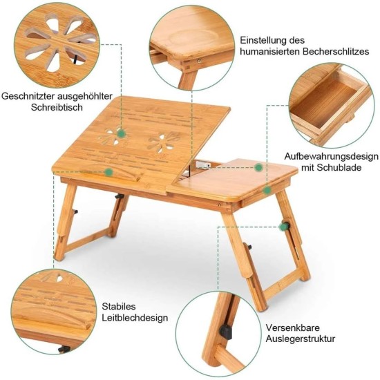 Bamboo Laptop Table with Drawer