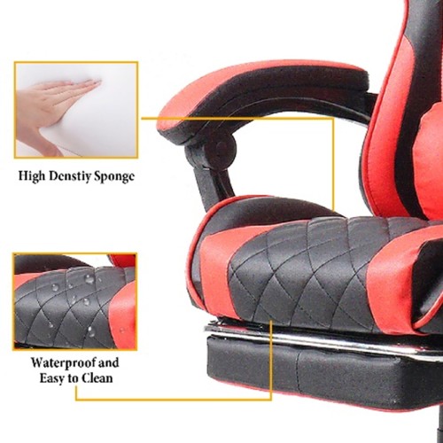 Gamax Gaming Chair Model 1-LT001L with Linkage Function Armrest | Retactable Footrest - Red