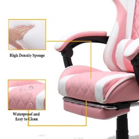 Gamax Gaming Chair Model 1-LT001L with Linkage Function Armrest | Retactable Footrest - Pink