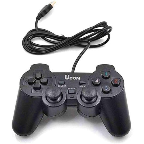 UCOM PC Dual Shock Joypad Wired USB Gaming Controller Black