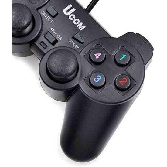 UCOM 2-in-1 PC Dual Shock Twin Joypad Wired USB Gaming Controller Black