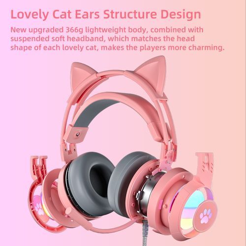 G25 Computer Headset Pink Cat Ear Luminous RGB Light