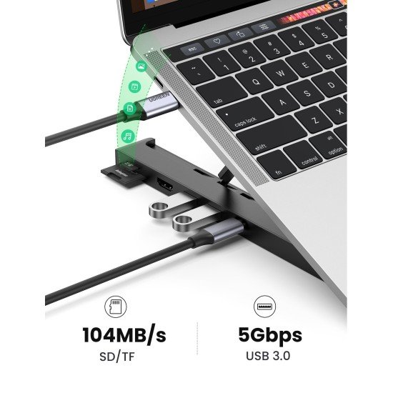 UGREEN USB-C to 2*USB3.0|HDMI|SD|TF Card Reade | Laptop Stand Docking Station