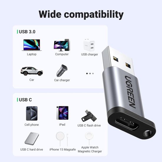 UGREEN USB-A 3.0 to USB-C Adapter (Gray)  50533-US276
