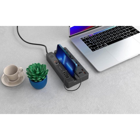 Porodo Multi-Function Socket With Phone Stand and Digital Timer 3M