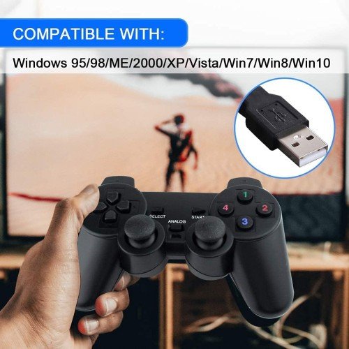 UCOM 2-in-1 PC Dual Shock Twin Joypad Wired USB Gaming Controller Black