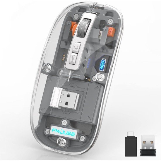 Rechargeable Bluetooth Mouse, Fully Transparent Mouse