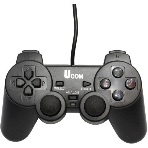 UCOM 2-in-1 PC Dual Shock Twin Joypad Wired USB Gaming Controller Black