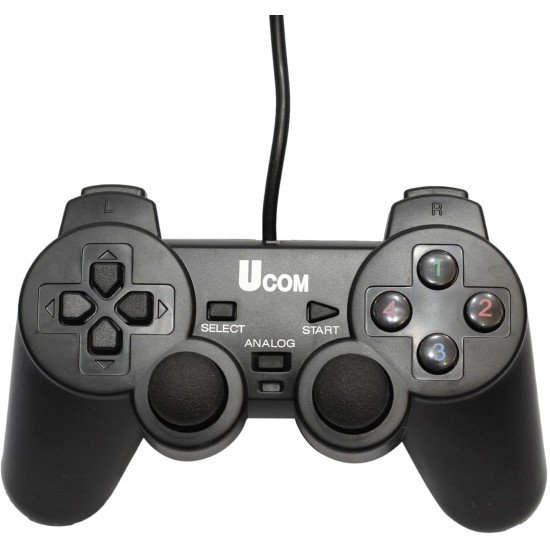 UCOM 2-in-1 PC Dual Shock Twin Joypad Wired USB Gaming Controller Black