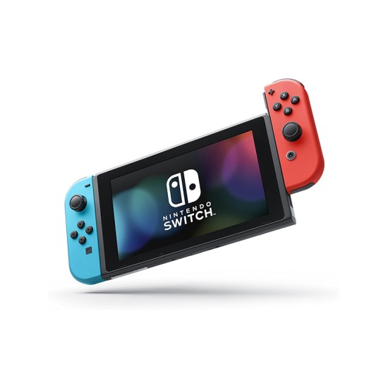 Nintendo Switch OLED Console - Neon Blue and Red with Gift | Cassettes Bag and Toughened GLASS