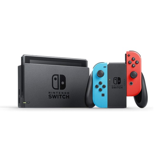 Nintendo Switch OLED Console - Neon Blue and Red with Gift | Cassettes Bag and Toughened GLASS