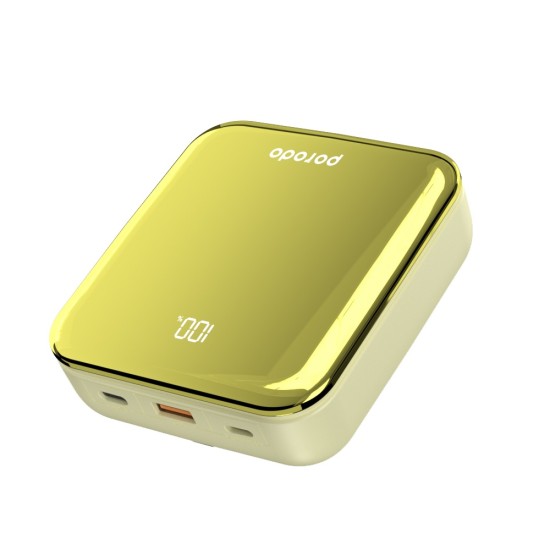 Porodo 20000mAh Mirror Power Bank Built-In Charge and Re-Charge Cables - Gold