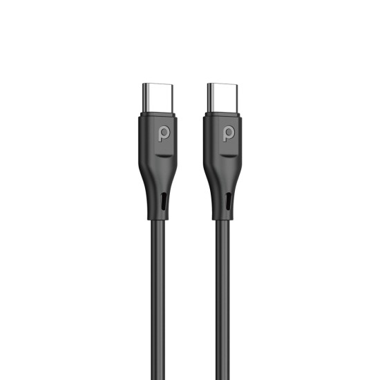 Porodo 20W Single USB C Charger UK With Type C to C Cable 1.2M - Black