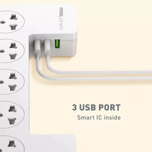 2500W Power Strip with Cable Organizer and 3 in 1 Wireless Charger with 5 Triple Sockets, 2 USB Ports and 1 Type C Port