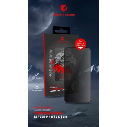 Liberty Guard 2.5D Full Cover Matte Privacy 3rd Generation Triple Reinforced Glass With Applicator - iPhone 16 Pro