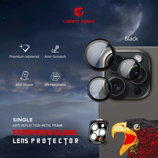 Liberty Guard Camera Lens With Installation Kit iPhone 16 Pro / ProMax - Black Titanium