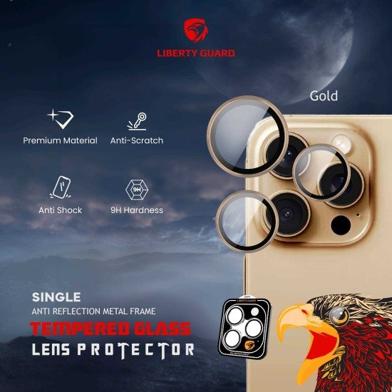 Liberty Guard Camera Lens With Installation Kit iPhone 16Pro / ProMax - Gold Titanium