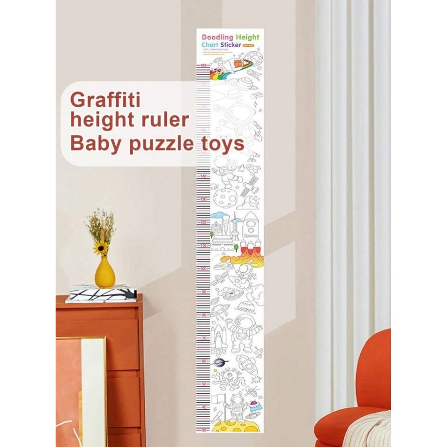 2iN1 Children Height Measure Wall Drawing Stickers For Kids