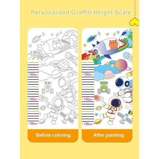 2iN1 Children Height Measure Wall Drawing Stickers For Kids