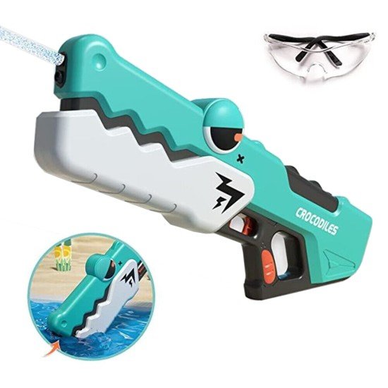 Crocodile Electric Water Gun 10-15M Range - 7.4V 800MAH LITHIUM BATTERY,Green