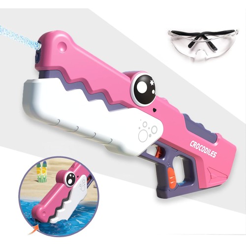 Crocodile Electric Water Gun 10-15M Range - 3.7V 500MAH LITHIUM BATTERY,Pink