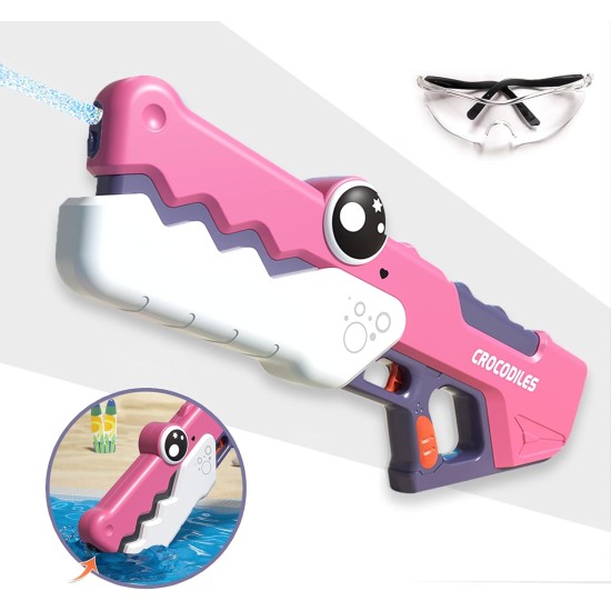 Crocodile Electric Water Gun 10-15M Range - 7.4V 800MAH LITHIUM BATTERY,Pink