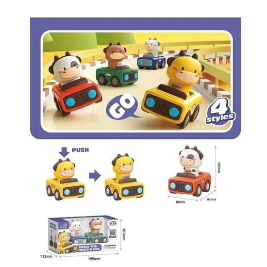 Set of cars for kids Funny cows, 2 pieces in assortment