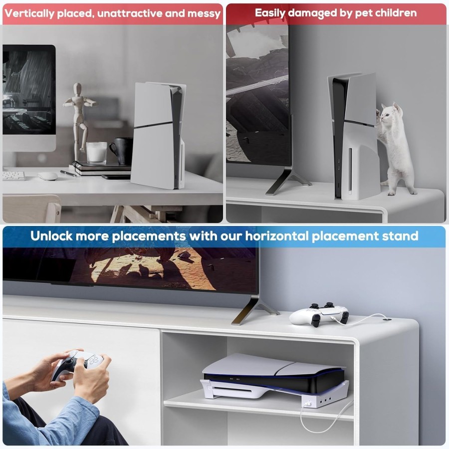 ipega PS5 Slim Horizontal Stand with 4 USB Ports