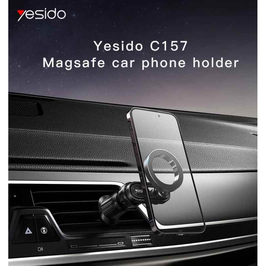 Yesido C157 Magsafe Metal Magnetic Car Phone Stand – Black