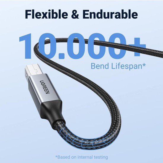 UGREEN USB-A to USB-B Male Printer Cable Alu Case Braided 5m (Black) 90560-US369