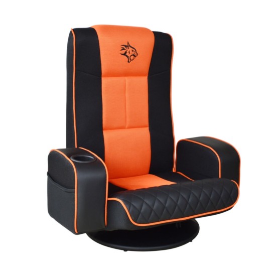 Porodo Gaming Predator Pro Gaming Seat with Armrest & Cupholder 360 Swivel - Black/Orange