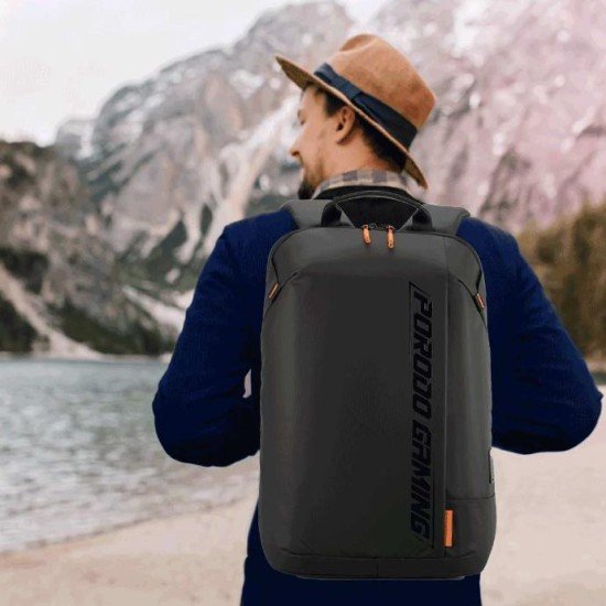 Porodo Gaming Water-Resistant PU Laptop Backpack With USB-C Port